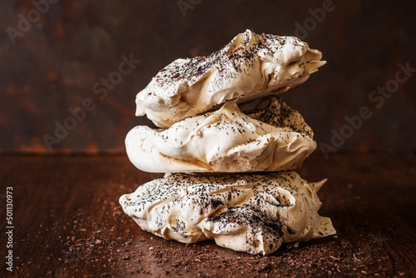 Obraz Meringue cake with chocolate and cherries