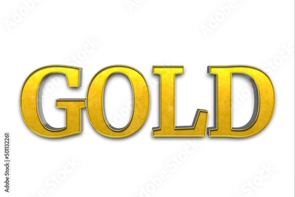 Obraz 3d rendered golden text on a white background.