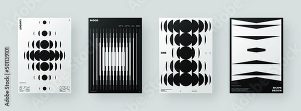 Obraz Abstract Posters Design kit. Vertical A4 format. Modern placard collection. Refraction and Distortion Glass Effect. Minimal vector illustration.