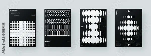 Obraz Abstract Posters Design kit. Vertical A4 format. Modern placard collection. Refraction and Distortion Glass Effect. Minimal vector illustration.