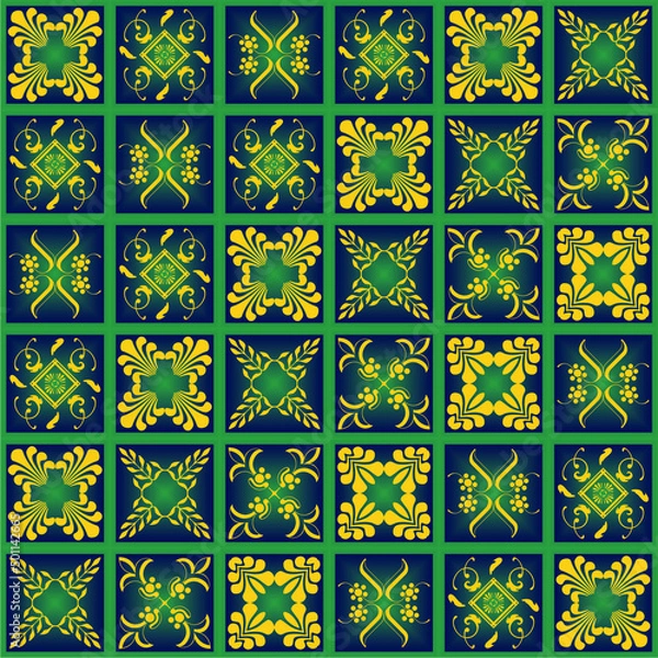 Fototapeta seamless pattern wall tiles with random floral background 