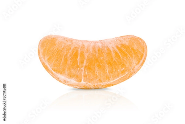 Fototapeta A wedge of tangerine, clementine isolated on the white background	