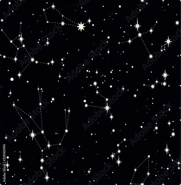 Fototapeta star constellation space seamless vector pattern design
