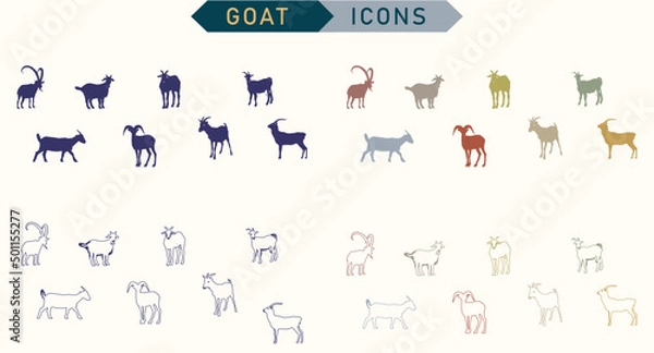 Fototapeta Goat Icon Set Vector Illustration