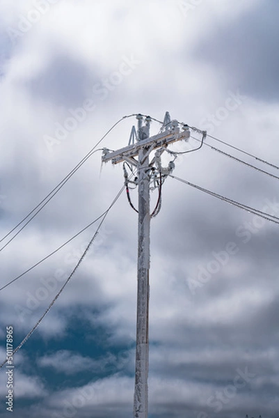 Fototapeta Down Powerlines from Ice 