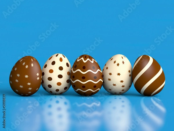 Fototapeta Easter Eggs on blue