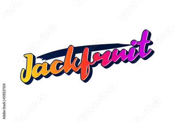 Fototapeta Jackfruit text word mark, effect template with abstract, bold, and hand drawn style to use for business logo and brand