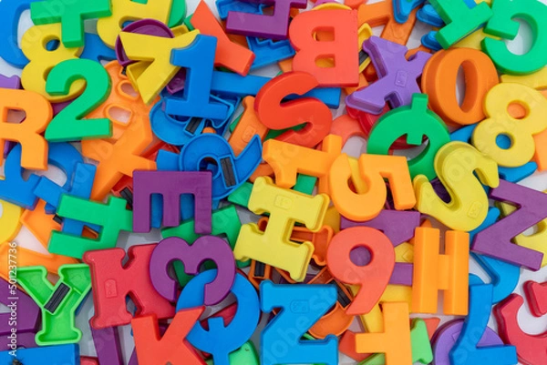 Fototapeta Plastic alphabets and numbers for children learning