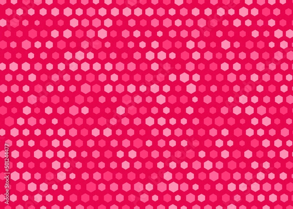 Fototapeta Pink and red hexagonal dots on a red background