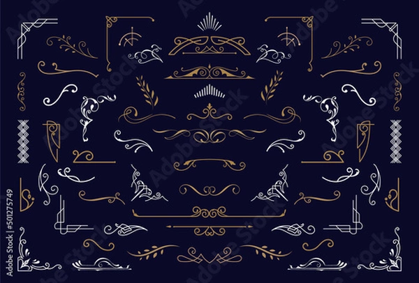 Obraz vintage ornaments frame  swirls and scrolls decorations retro design vector