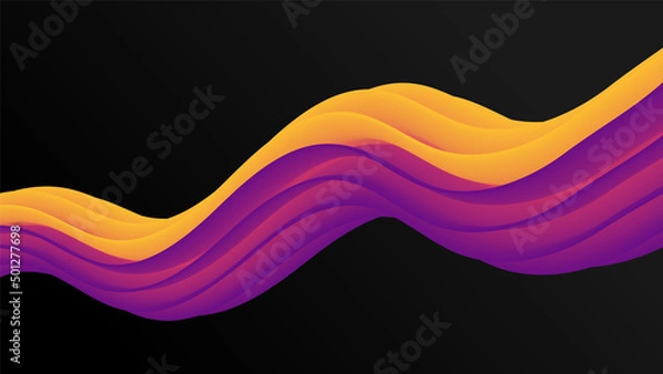 Fototapeta Abstract Fluid Color Digital Art Vector Yellow Violet Background	