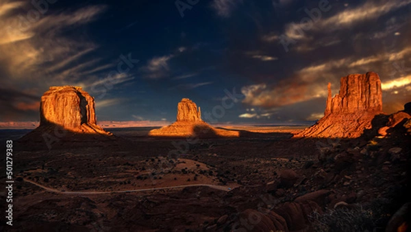 Fototapeta Monument Valley Abendstimmung