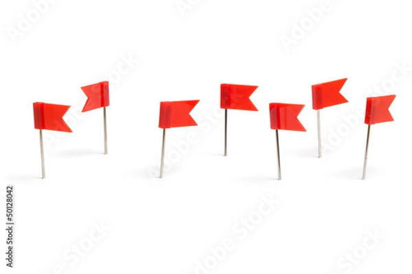 Fototapeta Red flag push pins