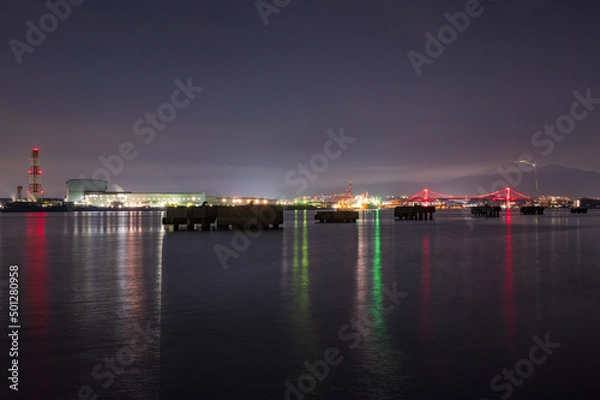 Obraz 軍艦防波堤から見る洞海湾の夜景