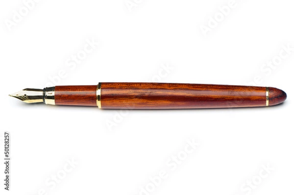 Fototapeta stalówka pióro wieczne złota na białym tle
