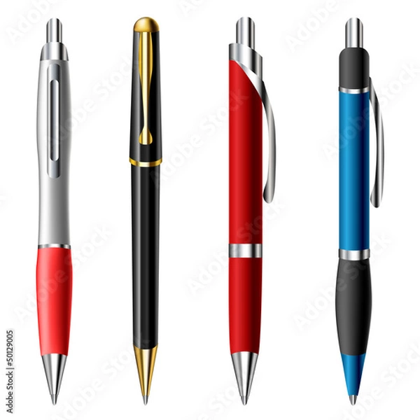 Obraz Realistic ballpoint pen set