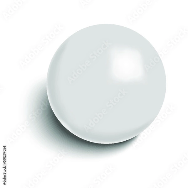 Fototapeta White ball isolated on a white background. 3d rendering