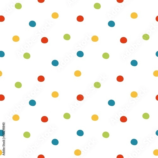 Obraz Seamless pattern with bright colorful dots. Vector illustration for designs, prints and patterns. Isolated on white background.