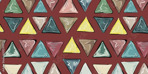 Fototapeta Tiles, mosaic of glossy triangles. Pattern, colored Desktop wallpaper, pattern on fabric, background. Vector pattern.