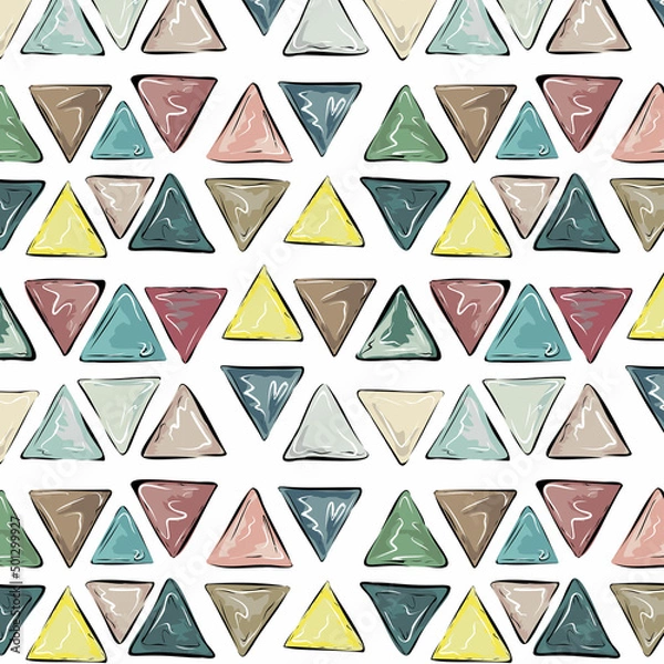 Fototapeta Tiles, mosaic of glossy triangles. Pattern, colored Desktop wallpaper, pattern on fabric, background. Vector pattern.