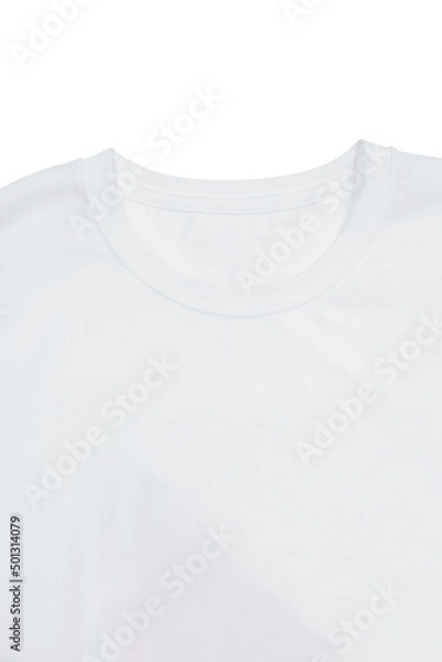Fototapeta White plain cotton fabric T-shirt template isolated on a white background.