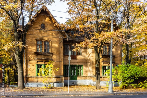 Fototapeta Russia, Moscow, Timiryazevsky district: Williams soil scientist house, cottage in the "English style", built in 1874.