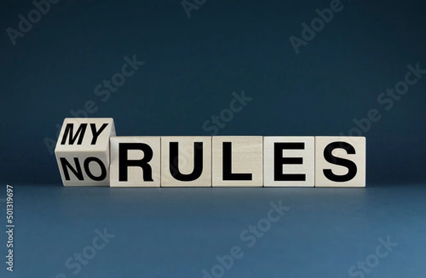 Fototapeta Cubes form the choice words My rules or no rules. Business concept and lifestyle