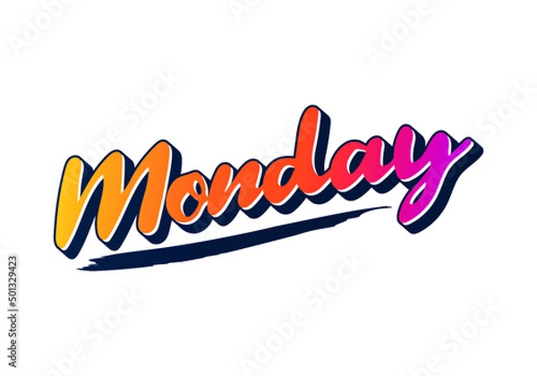 Fototapeta Colorful Monday typography logo design vector in gradient color of orange to pink color