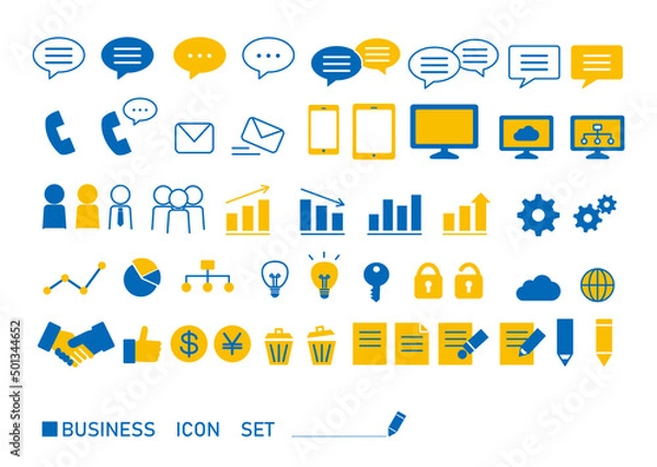 Fototapeta ビジネスアイコンセット（イエロー）