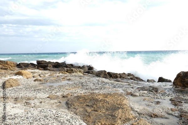 Obraz rocce mare onda costa