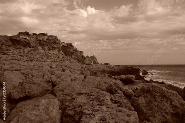 Obraz rocce mare onda costa