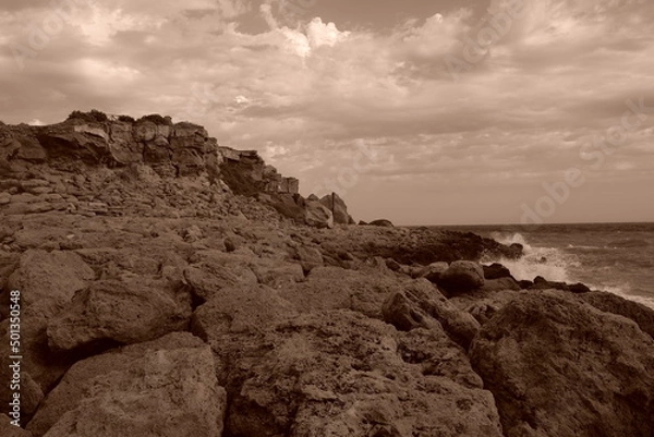 Obraz rocce mare onda costa