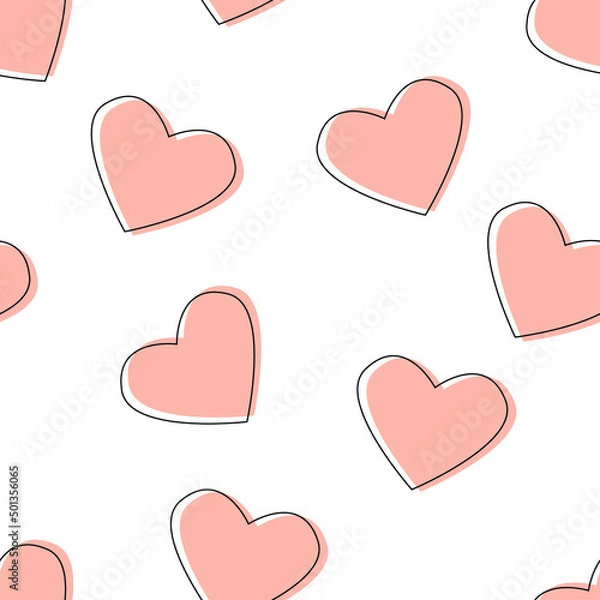 Fototapeta Hearts pattern, vector seamless pattern with pastel hearts