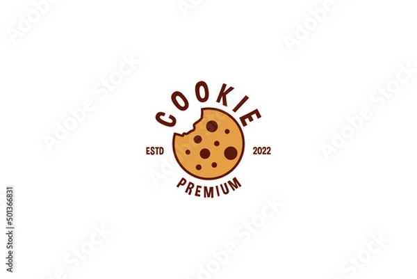 Fototapeta Flat chocolate chips cookies icon logo design vector template