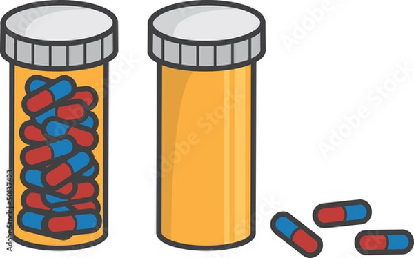 Fototapeta Isolated pill bottle full and empty