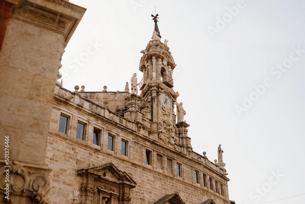 Obraz Detail of the clock in the Church of Santos Juanes, located in the city of Valencia, in front of the Lonja de la Seda and next to the Central Market.
