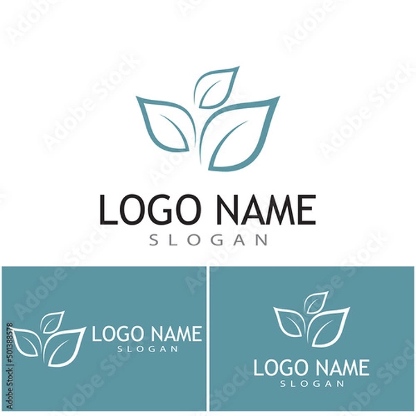 Fototapeta Mint leaves flat vector color icon template illustration design