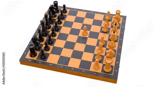 Obraz chess board with pieces. 3d render. chess