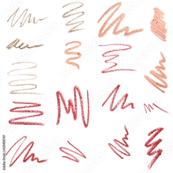 Fototapeta set of Lip liner stroke on white background- Image