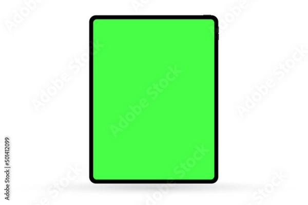 Fototapeta Vector tablet mockup with croma key green screen isolated on white background