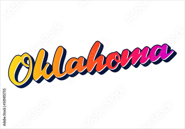 Fototapeta Oklahoma text design. Vector calligraphy. Typography poster. Usable as background.