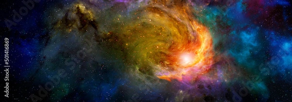 Fototapeta  A luminous nebula with stars in deep space