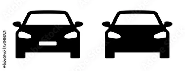 Fototapeta Car icon frontal. Car symbols front view. Sedan car icon. Transport symbol. Vector