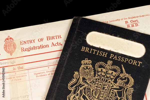 Obraz Birth certificate and passport