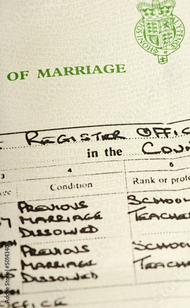 Obraz Marriage certificate after previous divorces