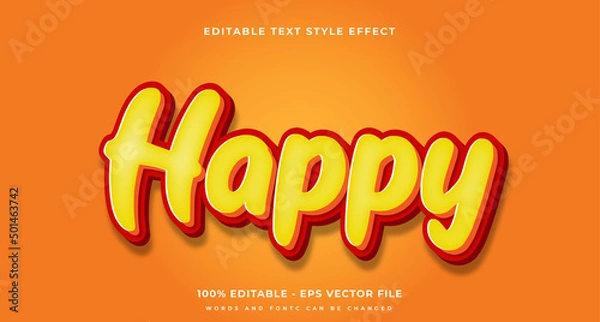 Fototapeta Editable 3D Text Effect, Happy Text Style
