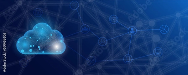 Fototapeta Cloud computing storage technology background cloud technology digital data services innovation concept