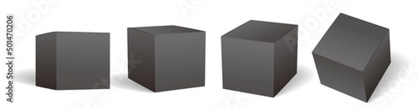 Obraz Packaging box mockup vector set, black, 黒い箱のモックアップ