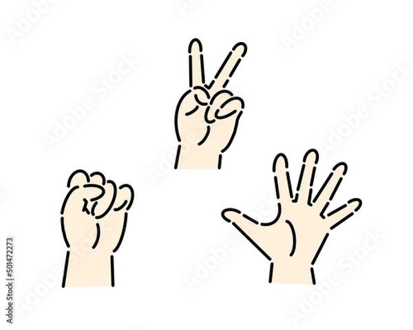 Fototapeta じゃんけんのグーチョキパーの手