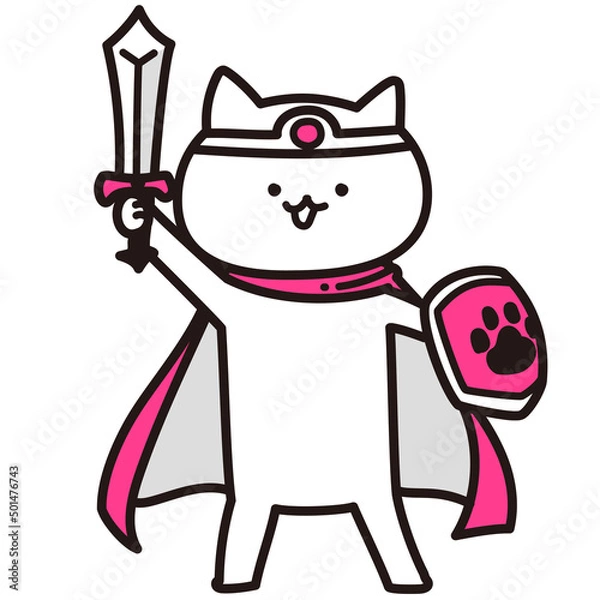 Fototapeta 色加工ok　ねこ素材No.131 勇者